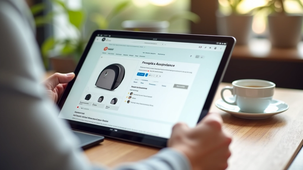 Écran de tablette affichant une page de produit avec titre et description bien optimisés